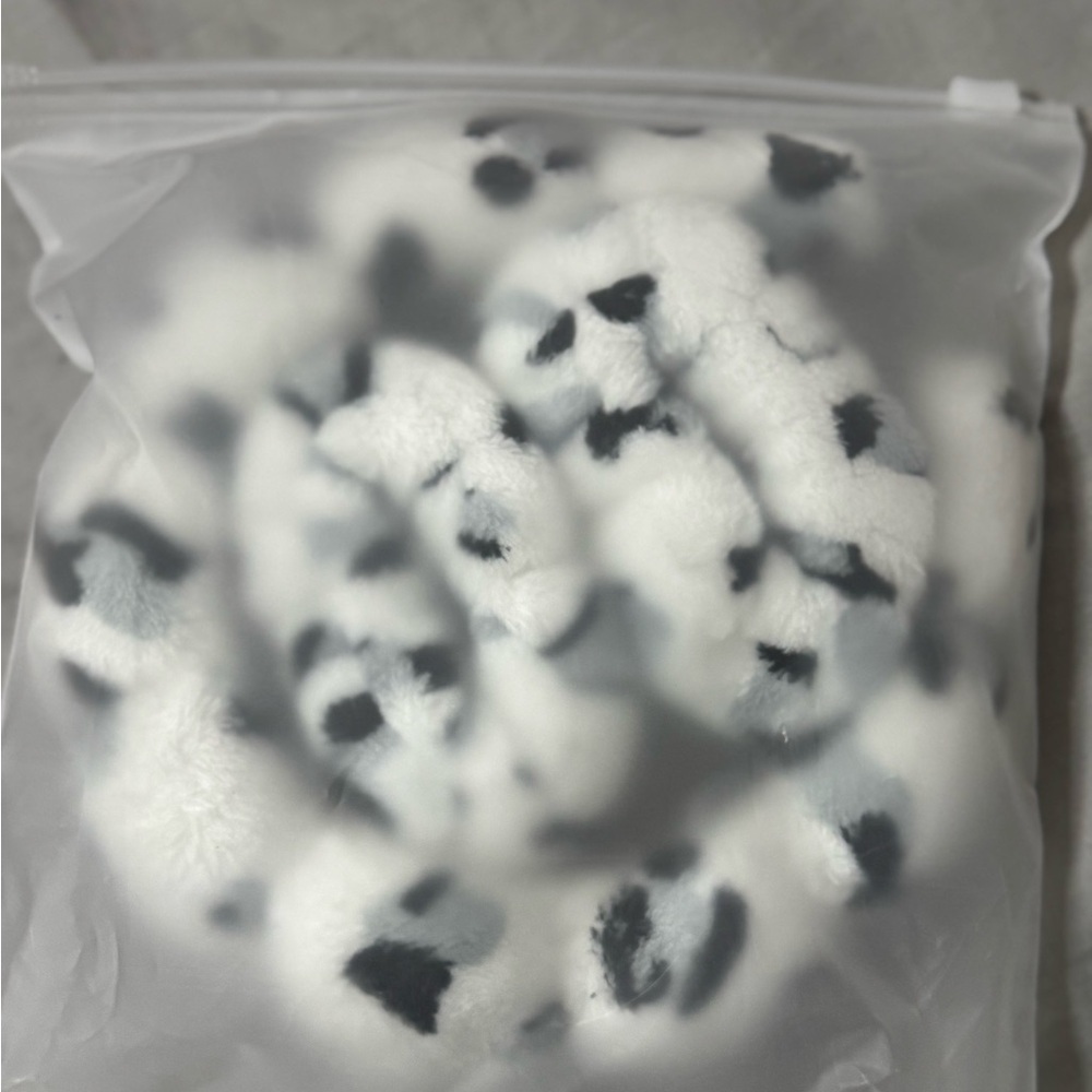 Fuzzy Black and White Hair Scrunchies